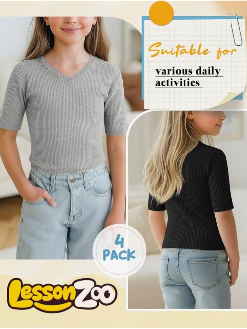 Girls Ribbed Tops - 4 pk - Picture 6 of 6